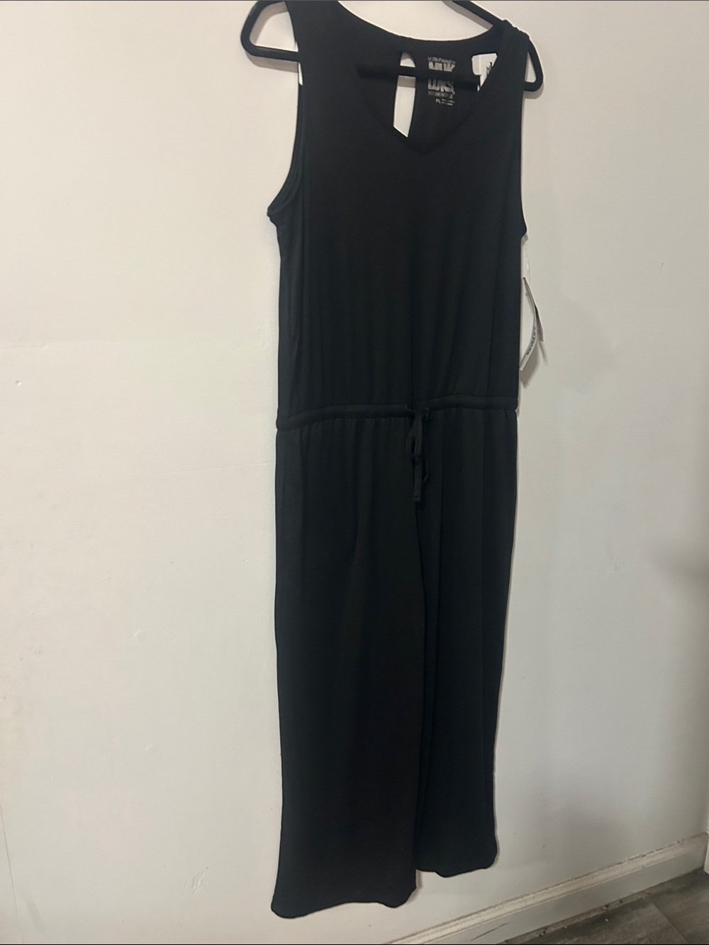 Muk Luks Black Sleeveless Jumpsuit with Drawstring Waist